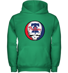 Philadelphia Phillies Grateful Dead Baseball Steal Your Face MLB Youth Hooded Sweatshirt Youth Hooded Sweatshirt - globaltrendtees