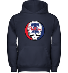 Philadelphia Phillies Grateful Dead Baseball Steal Your Face MLB Youth Hooded Sweatshirt Youth Hooded Sweatshirt - globaltrendtees