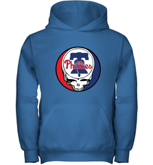 Philadelphia Phillies Grateful Dead Baseball Steal Your Face MLB Youth Hooded Sweatshirt Youth Hooded Sweatshirt - globaltrendtees