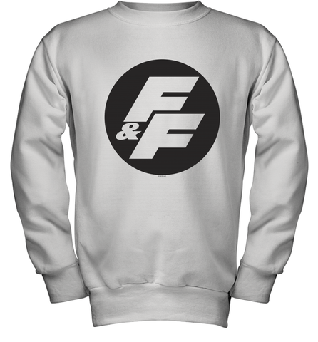 Fast & Furious Negative Space Circle Logo Youth Crewneck Sweatshirt Youth Crewneck Sweatshirt / White / XS Youth Crewneck Sweatshirt - globaltrendtees
