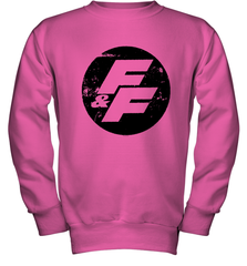 Fast and Furious Distressed Circle Logo Youth Crewneck Sweatshirt Youth Crewneck Sweatshirt - globaltrendtees
