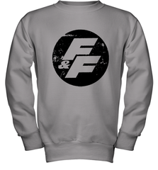 Fast and Furious Distressed Circle Logo Youth Crewneck Sweatshirt Youth Crewneck Sweatshirt - globaltrendtees