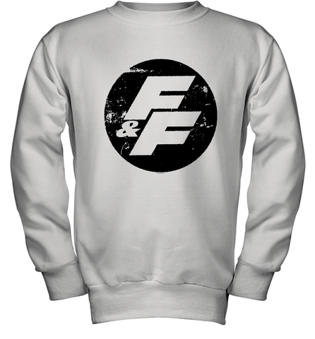 Fast and Furious Distressed Circle Logo Youth Crewneck Sweatshirt Youth Crewneck Sweatshirt / White / XS Youth Crewneck Sweatshirt - globaltrendtees