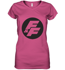 Fast & Furious Negative Space Circle Logo Women's V-Neck T-Shirt Women's V-Neck T-Shirt - globaltrendtees