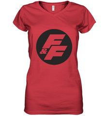 Fast & Furious Negative Space Circle Logo Women's V-Neck T-Shirt Women's V-Neck T-Shirt - globaltrendtees