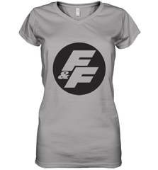 Fast & Furious Negative Space Circle Logo Women's V-Neck T-Shirt Women's V-Neck T-Shirt - globaltrendtees