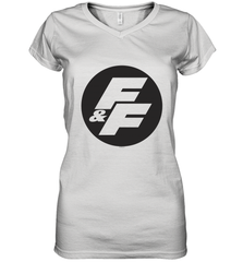 Fast & Furious Negative Space Circle Logo Women's V-Neck T-Shirt Women's V-Neck T-Shirt - globaltrendtees