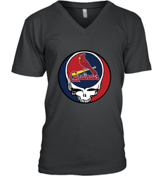 St Louis Cardinals Grateful Dead Baseball Steal Your Face MLB Men's V-Neck T-Shirt