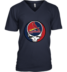 St Louis Cardinals Grateful Dead Baseball Steal Your Face MLB Men's V-Neck T-Shirt