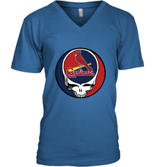 St Louis Cardinals Grateful Dead Baseball Steal Your Face MLB Men's V-Neck T-Shirt Men's V-Neck T-Shirt - globaltrendtees