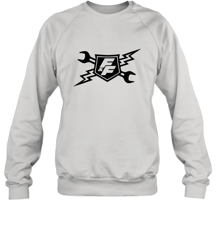 Fast & Furious Racing Shield Motif Crewneck Sweatshirt Crewneck Sweatshirt / White / S Crewneck Sweatshirt - globaltrendtees