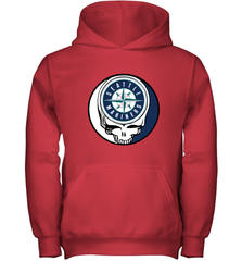 Seattle Mariners Grateful Dead Baseball Steal Your Face MLB Youth Hooded Sweatshirt Youth Hooded Sweatshirt - globaltrendtees