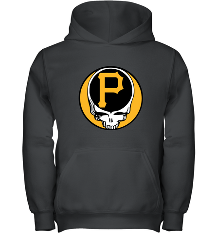 Pittsburgh Pirates Grateful Dead Baseball Steal Your Face MLB Youth Hooded Sweatshirt Youth Hooded Sweatshirt / Black / XS Youth Hooded Sweatshirt - globaltrendtees