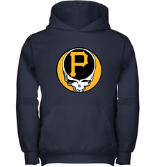 Pittsburgh Pirates Grateful Dead Baseball Steal Your Face MLB Youth Hooded Sweatshirt Youth Hooded Sweatshirt - globaltrendtees