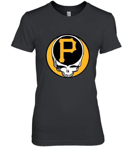 Pittsburgh Pirates Grateful Dead Baseball Steal Your Face MLB Women's Premium T-Shirt Women's Premium T-Shirt / Black / XS Women's Premium T-Shirt - globaltrendtees