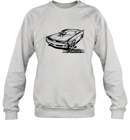 Fast & Furious Dom's Charger with Engine Crewneck Sweatshirt Crewneck Sweatshirt / White / S Crewneck Sweatshirt - globaltrendtees