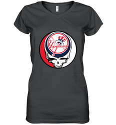 New York Yankees Grateful Dead Baseball Steal Your Face MLB Women's V-Neck T-Shirt