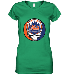 New York Mets Grateful Dead Baseball Steal Your Face MLB Women's V-Neck T-Shirt Women's V-Neck T-Shirt - globaltrendtees
