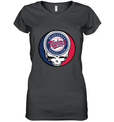 Minnesota Twins Grateful Dead Baseball Steal Your Face MLB Women's V-Neck T-Shirt