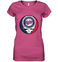 Minnesota Twins Grateful Dead Baseball Steal Your Face MLB Women's V-Neck T-Shirt Women's V-Neck T-Shirt - globaltrendtees