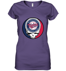 Minnesota Twins Grateful Dead Baseball Steal Your Face MLB Women's V-Neck T-Shirt Women's V-Neck T-Shirt - globaltrendtees