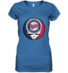 Minnesota Twins Grateful Dead Baseball Steal Your Face MLB Women's V-Neck T-Shirt Women's V-Neck T-Shirt - globaltrendtees