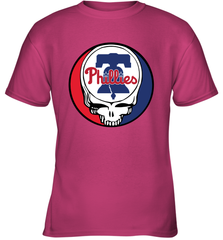 Philadelphia Phillies Grateful Dead Baseball Steal Your Face MLB Youth T-Shirt Youth T-Shirt - globaltrendtees
