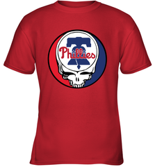 Philadelphia Phillies Grateful Dead Baseball Steal Your Face MLB Youth T-Shirt Youth T-Shirt - globaltrendtees
