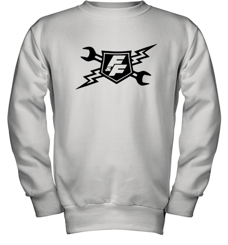 Fast & Furious Racing Shield Motif Youth Crewneck Sweatshirt Youth Crewneck Sweatshirt / White / XS Youth Crewneck Sweatshirt - globaltrendtees