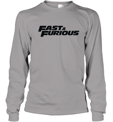 Fast & Furious Flat Black Bold Movie Logo Youth Long Sleeve T-Shirt