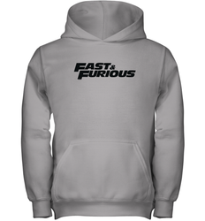 Fast & Furious Flat Black Bold Movie Logo Youth Hooded Sweatshirt