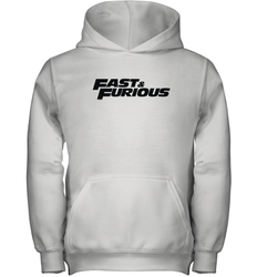 Fast & Furious Flat Black Bold Movie Logo Youth Hooded Sweatshirt