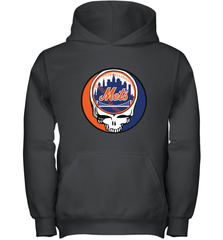 New York Mets Grateful Dead Baseball Steal Your Face MLB Youth Hooded Sweatshirt Youth Hooded Sweatshirt - globaltrendtees