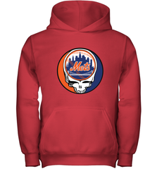 New York Mets Grateful Dead Baseball Steal Your Face MLB Youth Hooded Sweatshirt Youth Hooded Sweatshirt - globaltrendtees