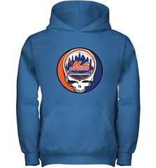 New York Mets Grateful Dead Baseball Steal Your Face MLB Youth Hooded Sweatshirt Youth Hooded Sweatshirt - globaltrendtees