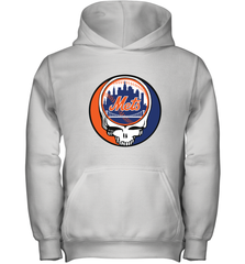 New York Mets Grateful Dead Baseball Steal Your Face MLB Youth Hooded Sweatshirt Youth Hooded Sweatshirt - globaltrendtees