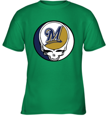 Milwaukee Brewers Grateful Dead Baseball Steal Your Face MLB Youth T-Shirt Youth T-Shirt - globaltrendtees
