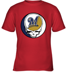 Milwaukee Brewers Grateful Dead Baseball Steal Your Face MLB Youth T-Shirt Youth T-Shirt - globaltrendtees