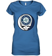 Seattle Mariners Grateful Dead Baseball Steal Your Face MLB Women's V-Neck T-Shirt Women's V-Neck T-Shirt - globaltrendtees