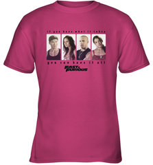 Fast & Furious You Can Have It All Group Shot Panels Black Youth T-Shirt Youth T-Shirt - globaltrendtees
