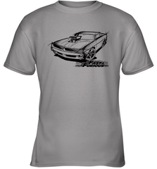 Fast & Furious Dom's Charger with Engine Youth T-Shirt Youth T-Shirt - globaltrendtees