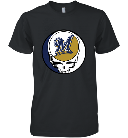 Milwaukee Brewers Grateful Dead Baseball Steal Your Face MLB Men's Premium T-Shirt Men's Premium T-Shirt / Black / XS Men's Premium T-Shirt - globaltrendtees