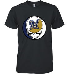 Milwaukee Brewers Grateful Dead Baseball Steal Your Face MLB Men's Premium T-Shirt Men's Premium T-Shirt - globaltrendtees