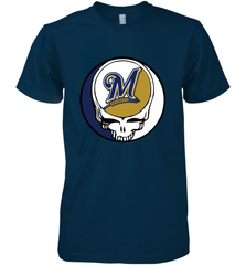 Milwaukee Brewers Grateful Dead Baseball Steal Your Face MLB Men's Premium T-Shirt Men's Premium T-Shirt - globaltrendtees