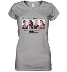 Fast & Furious You Can Have It All Group Shot Panels Black Women's V-Neck T-Shirt