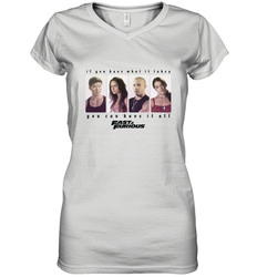 Fast & Furious You Can Have It All Group Shot Panels Black Women's V-Neck T-Shirt