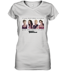 Fast & Furious You Can Have It All Group Shot Panels Black Women's V-Neck T-Shirt Women's V-Neck T-Shirt - globaltrendtees
