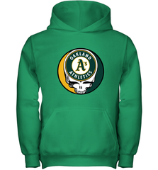 Oakland Athletics Grateful Dead Baseball Steal Your Face MLB Youth Hooded Sweatshirt Youth Hooded Sweatshirt - globaltrendtees