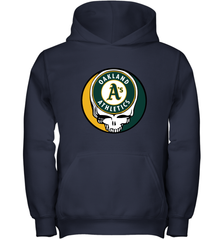 Oakland Athletics Grateful Dead Baseball Steal Your Face MLB Youth Hooded Sweatshirt Youth Hooded Sweatshirt - globaltrendtees