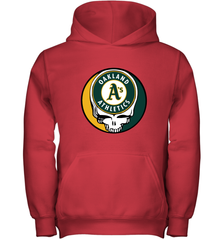 Oakland Athletics Grateful Dead Baseball Steal Your Face MLB Youth Hooded Sweatshirt Youth Hooded Sweatshirt - globaltrendtees